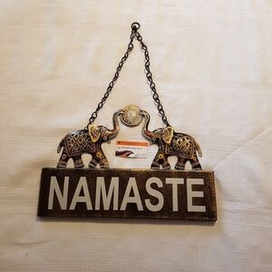 Namaste metal sign Elephants
